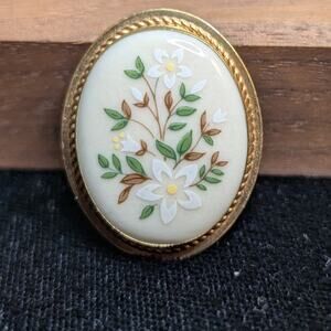 Vintage Lenox Floral Porcelain Brooch/Pendant